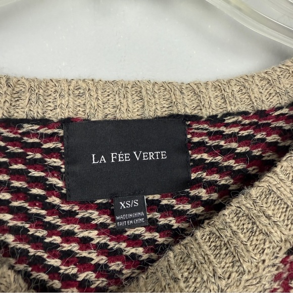 Anthropologie La Fee Verte Rare Plaid Tassel Fringe Knit Poncho - Picture 4 of 6